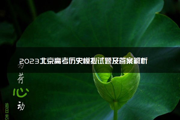 2023北京高考历史模拟试题及答案解析