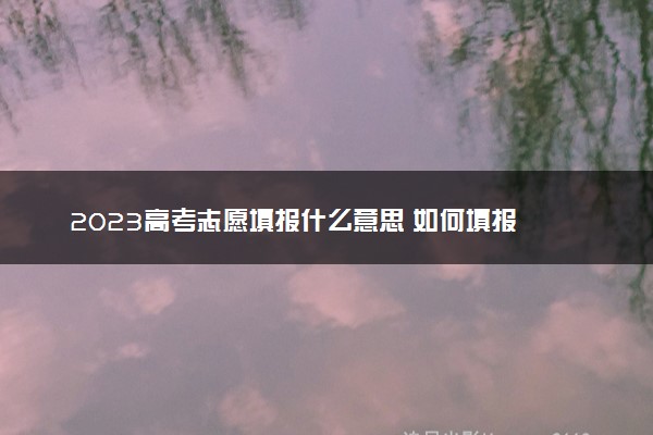 2023高考志愿填报什么意思 如何填报