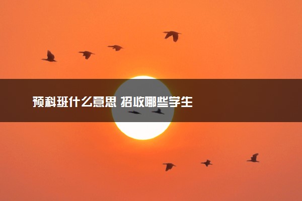 预科班什么意思 招收哪些学生