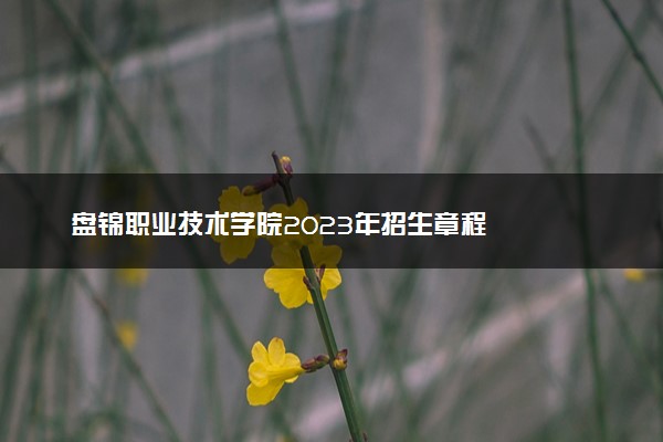 盘锦职业技术学院2023年招生章程