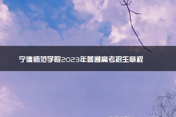 宁德师范学院2023年普通高考招生章程