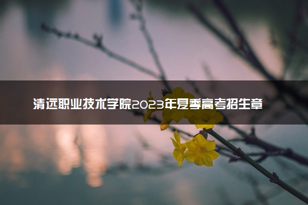 清远职业技术学院2023年夏季高考招生章程