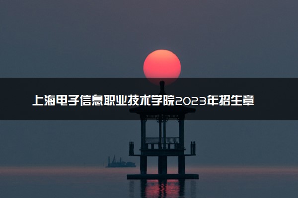 上海电子信息职业技术学院2023年招生章程