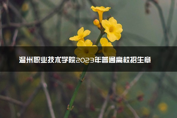 温州职业技术学院2023年普通高校招生章程