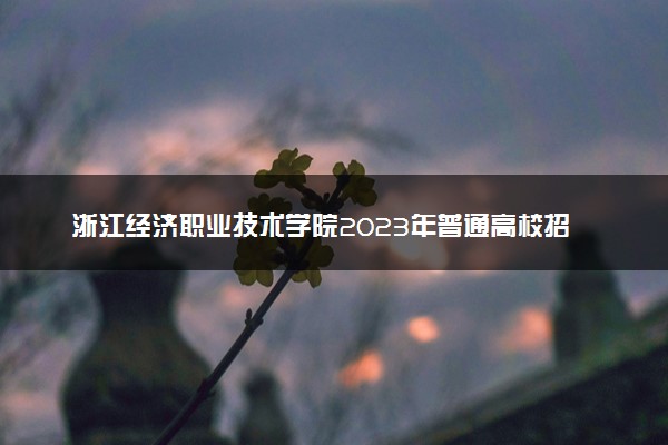 浙江经济职业技术学院2023年普通高校招生章程