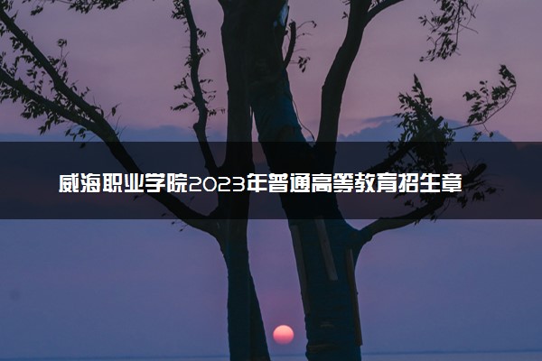 威海职业学院2023年普通高等教育招生章程