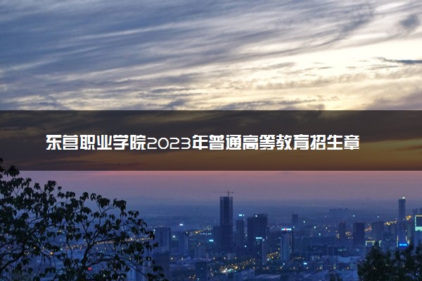 东营职业学院2023年普通高等教育招生章程