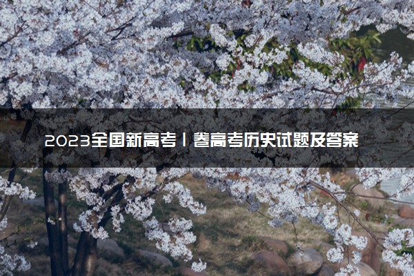 2023全国新高考Ⅰ卷高考历史试题及答案汇总 历史真题解析