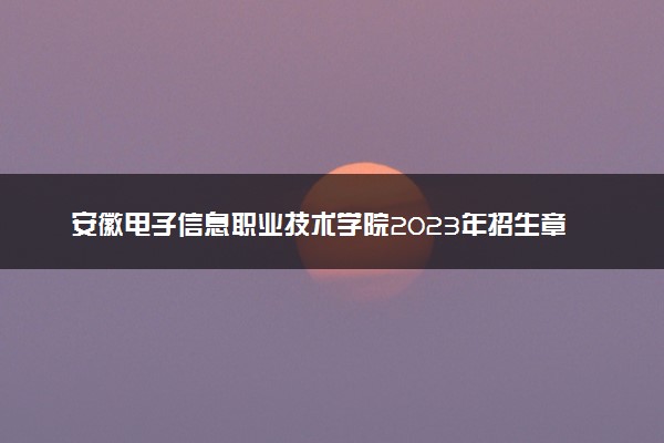 安徽电子信息职业技术学院2023年招生章程