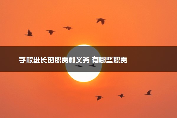 学校班长的职责和义务 有哪些职责