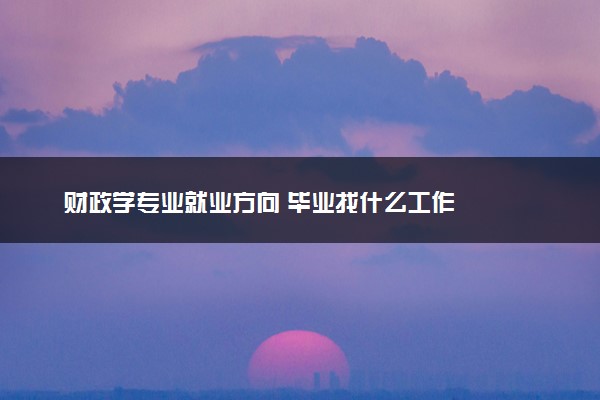 财政学专业就业方向 毕业找什么工作