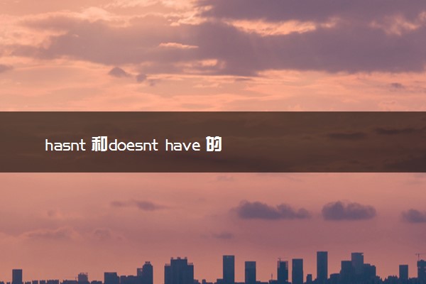 hasnt 和doesnt have 的区别