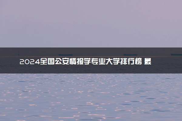 2024全国公安情报学专业大学排行榜 最好院校排名名单汇总