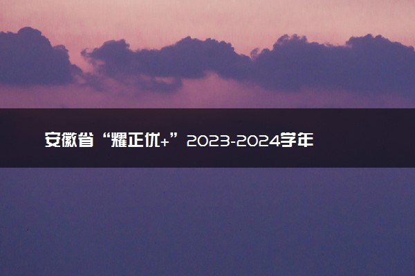 安徽省“耀正优+”2023-2024学年高三上学期12月名校阶段检测联考化学试卷