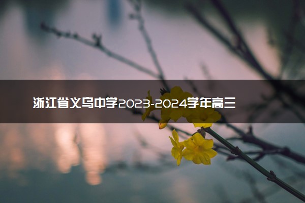 浙江省义乌中学2023-2024学年高三上学期首考适应性考试政治答案