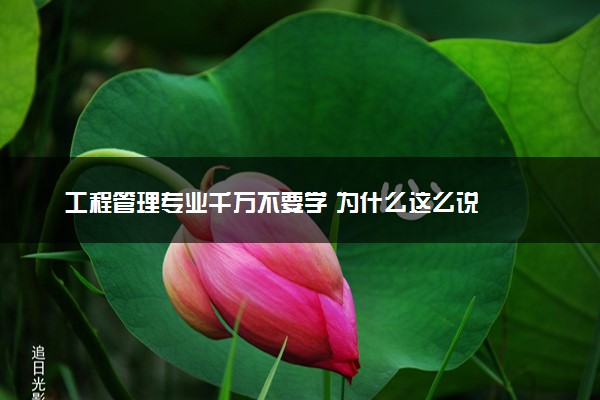 工程管理专业千万不要学 为什么这么说