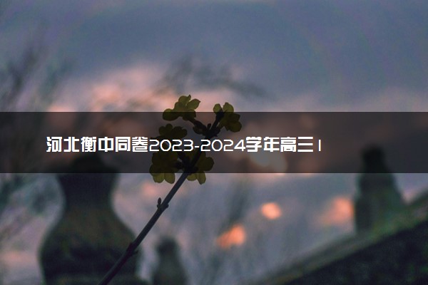 河北衡中同卷2023-2024学年高三1月考试英语