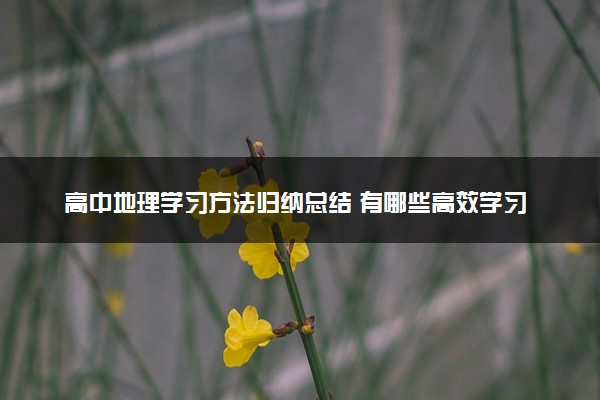 高中地理学习方法归纳总结 有哪些高效学习法