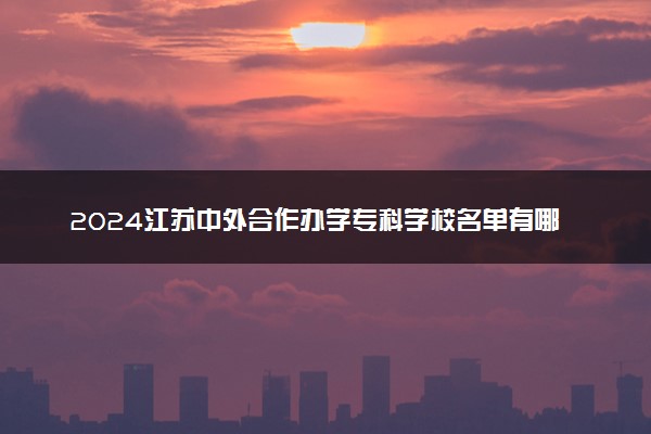 2024江苏中外合作办学专科学校名单有哪些