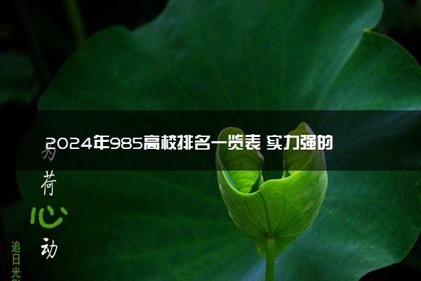 2024年985高校排名一览表 实力强的院校推荐