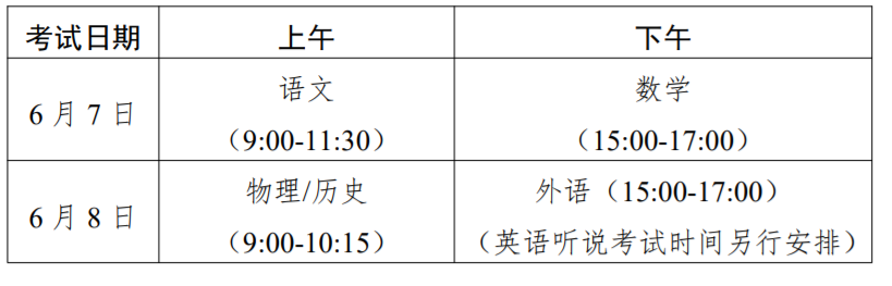 广东河源高考时间2024年时间表、科目安排及各科分数（6月7日-9日）