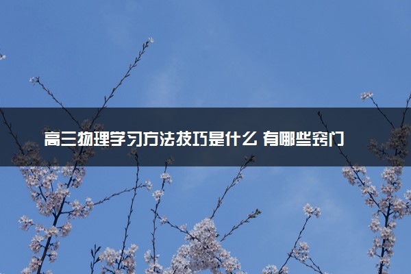 高三物理学习方法技巧是什么 有哪些窍门