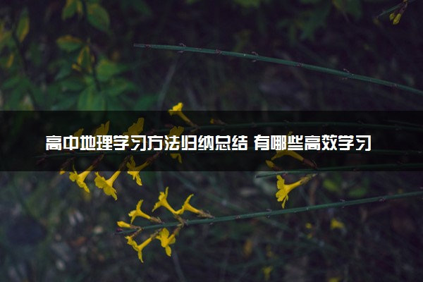 高中地理学习方法归纳总结 有哪些高效学习法