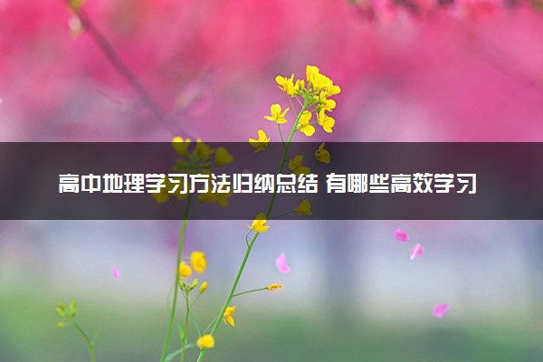 高中地理学习方法归纳总结 有哪些高效学习法