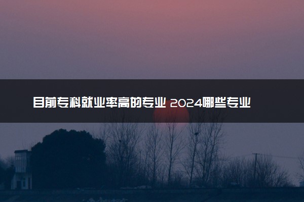 目前专科就业率高的专业 2024哪些专业工资高赚的多