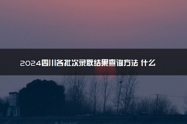 2024四川各批次录取结果查询方法 什么时候结束录取