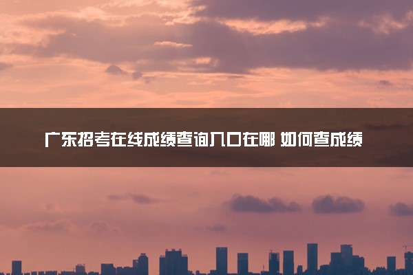 广东招考在线成绩查询入口在哪 如何查成绩