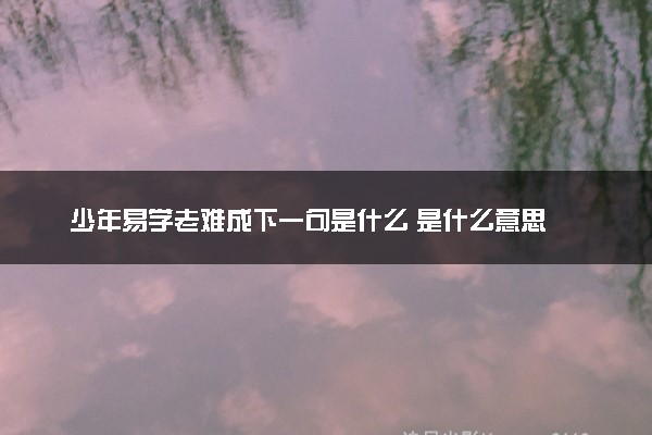 少年易学老难成下一句是什么 是什么意思