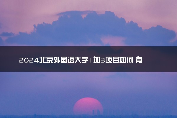 2024北京外国语大学1加3项目如何 有什么优势