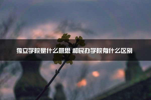 独立学院是什么意思 和民办学院有什么区别