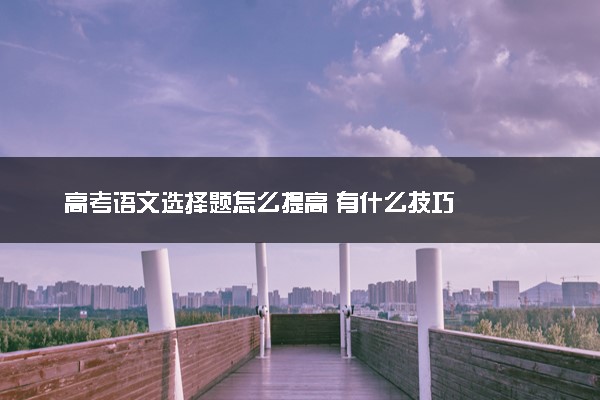 高考语文选择题怎么提高 有什么技巧