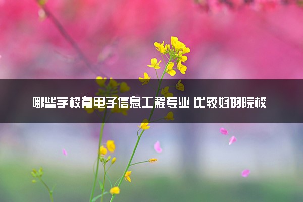 哪些学校有电子信息工程专业 比较好的院校推荐