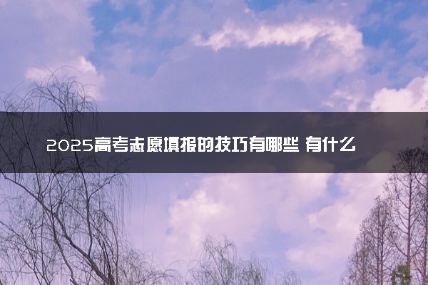 2025高考志愿填报的技巧有哪些 有什么建议